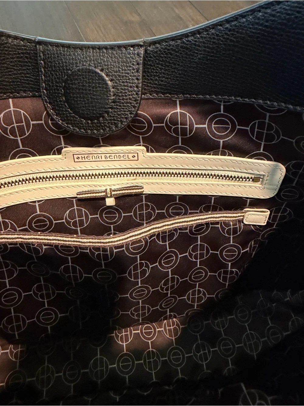 Henri Bendel Rare Embellished Beaded Floral Black Pebbled Leather Hobo wDust Bag